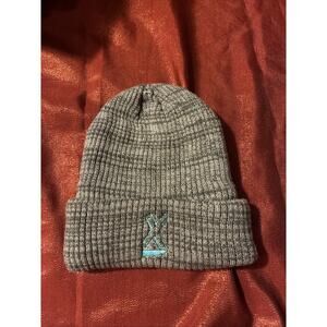 Apollo Gray Knit Beanie Cap Hat with Teal Logo Unisex One Size